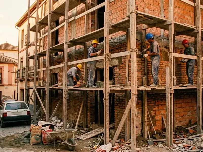 Primera obra de BuildPro en 1998 con andamios de madera